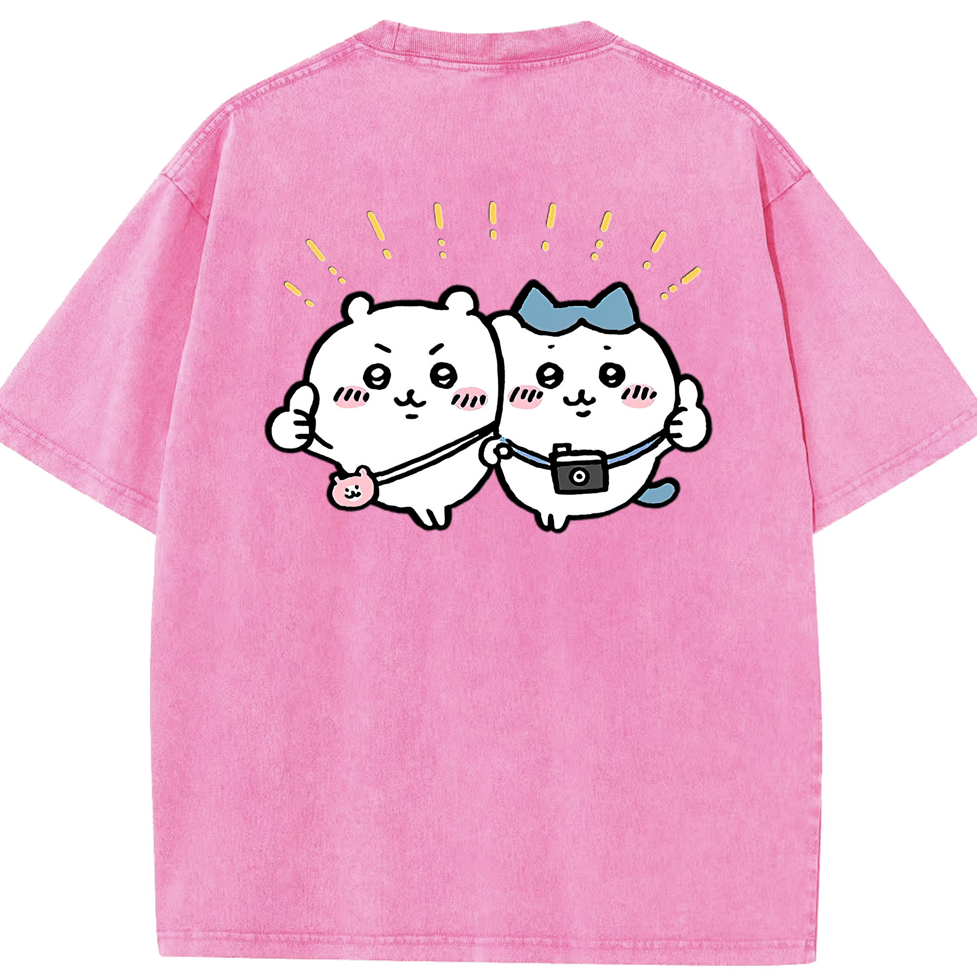 （画像用） ちいかわ ちいかわ Chii-kawa chiikawa 綿100% ヴィンテージ風 半袖Tシャツ（背面プリント）